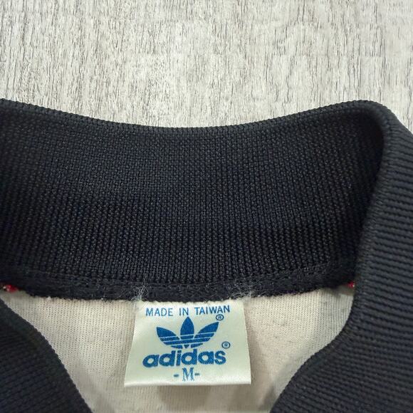 Vintage Adidas Tracksuit Jacket Men's Medium Gray Black Full Zip Sweatshirt 80s - Picture 4 of 8